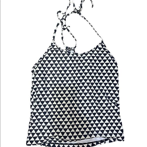 BILLABONG GIRLS SWIM TANKINI HALTER TOP BLACK WHITE GEO PRINT SIZE 14 - Picture 3 of 7